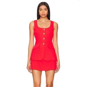 Revolve Amanda Uprichard Vest Romper Crimson Medium